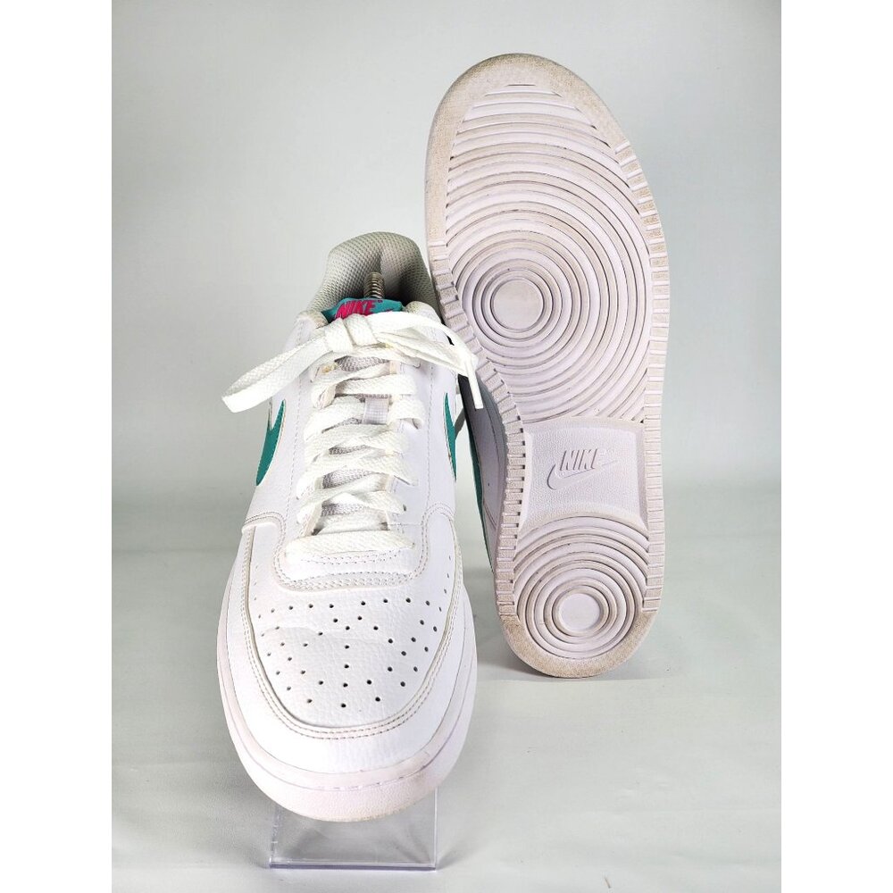 Nike Women's Teal Pink  Leather Court Vision White Washed Shoe Sz 11.5 1473 - Picture 4 of 15